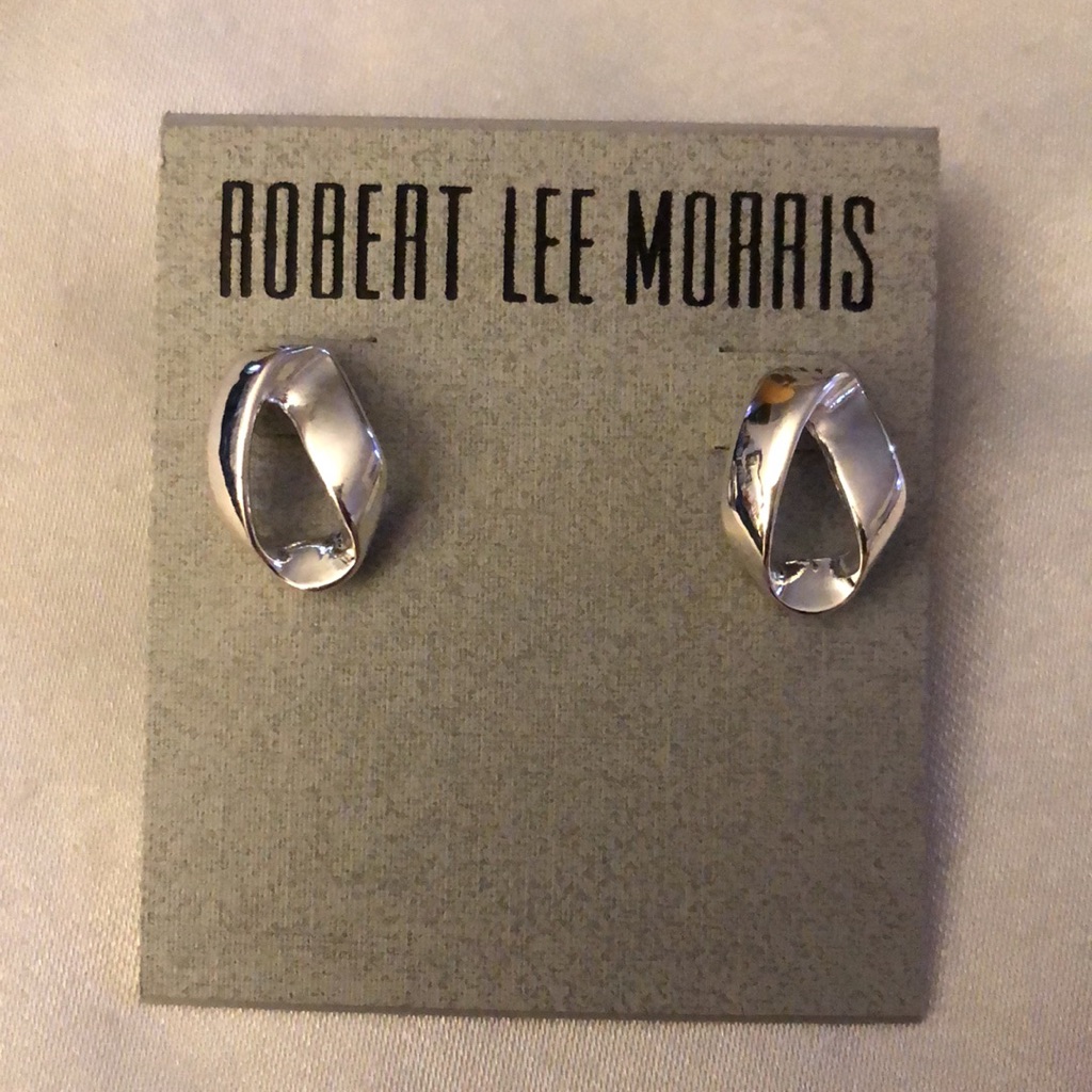 Robert Lee Morris Silver Tone Sculptural Twisted Oval Shaped Stud Earrings Nwt 29$